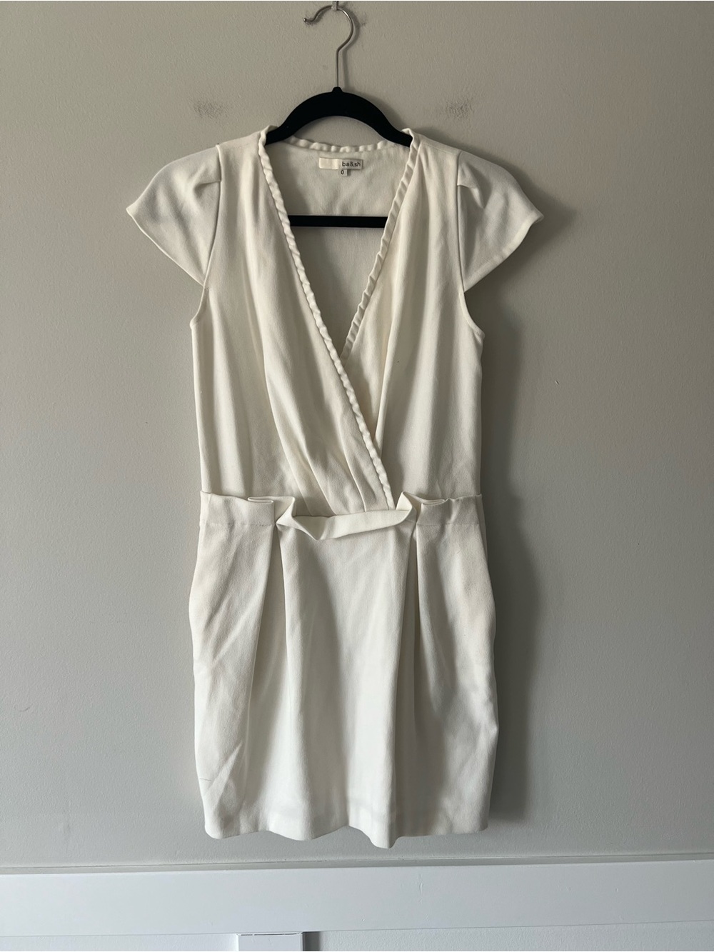 ba&sh Mamur Ivory Wrap Mini Dress 0 French Girl Bridal Shower Cocktail Party